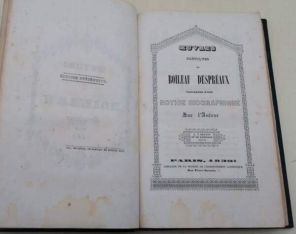 OEUVRES POETIQUE DE BOILEAU DESPREAUX PRECEDEES D'UNE NOTICE BIOGRAPHIQUE SUR …