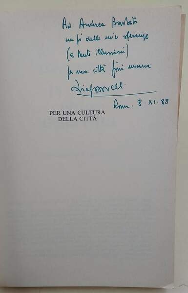 PER UNA CULTURA DELLA CITTA'(1988)