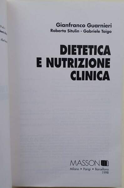 DIETETICA E NUTRIZIONE CLINICA(1998)
