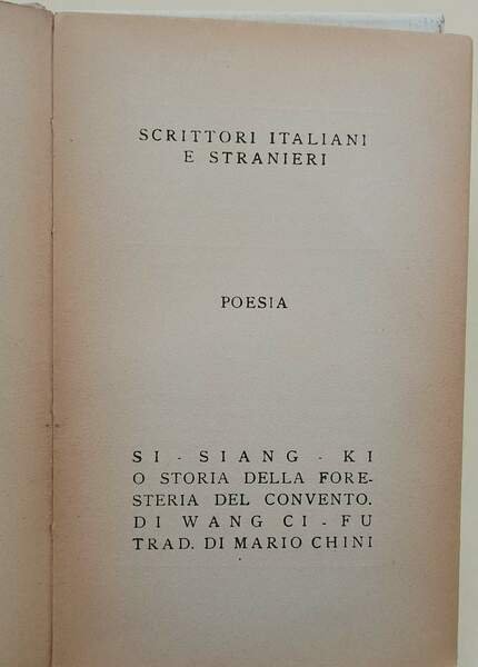 SI-YANG-KI O STORIA DELLA FORESTERIA DEL CONVENTO( 1934)