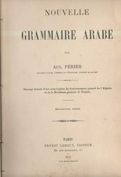 NOUVELLE GRAMMAIRE ARABE