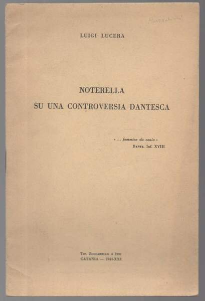 NOTERELLA SU UNA CONTROVERSIA DANTESCA (1943)