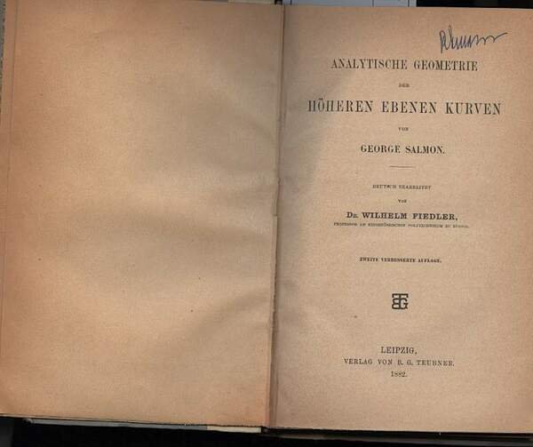 ANALYTISCHE GEOMETRIE DER HOHEREN EBENEN KURVEN(1882) | Immagine principale