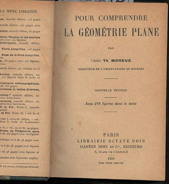 POUR COMPRENDRE LA GEOMETRIE PLANE/POUR CONTINUER LA GEOMETRIE PLANE/POUR COMPRENDRE …