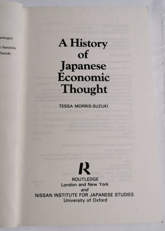 A history of Japanese economic thought