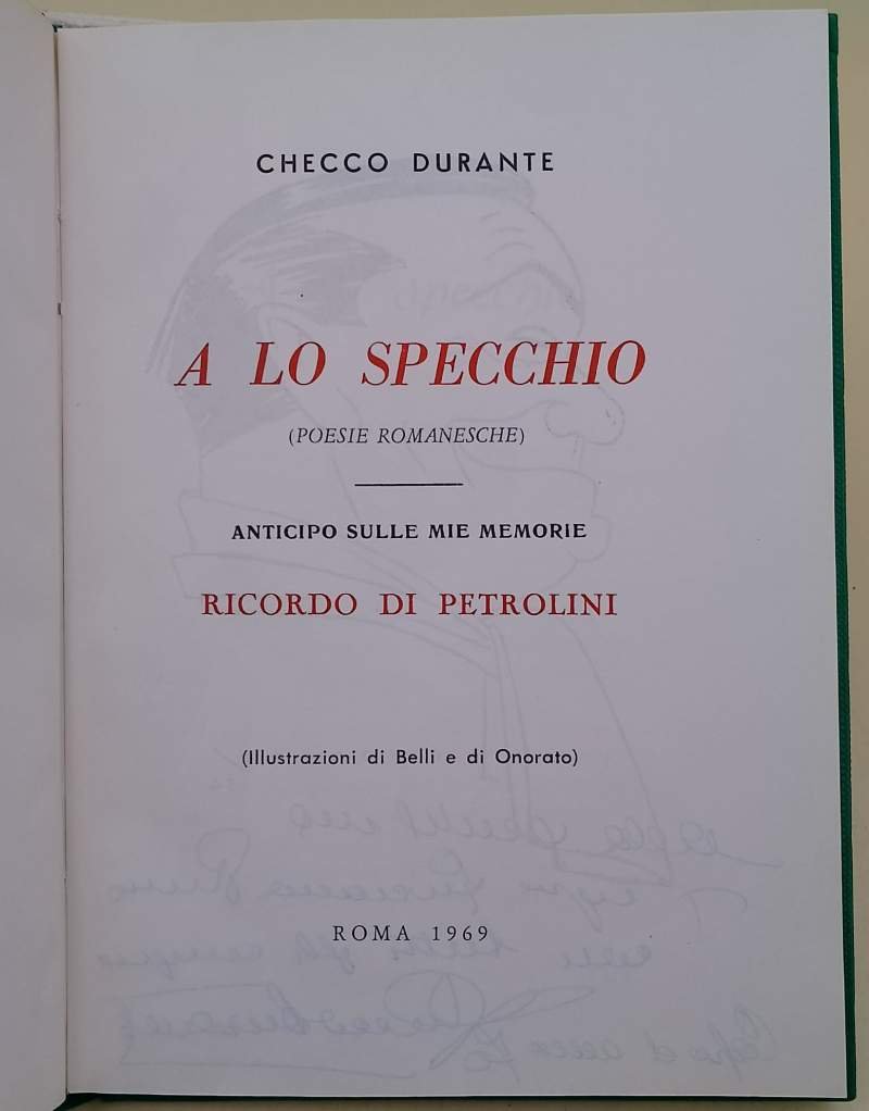 A LO SPECCHIO(POESIE ROMANESCHE)ANTICIPO SULLE MIE MEMORIE-RICORDO DI PETROLINI( 1969)