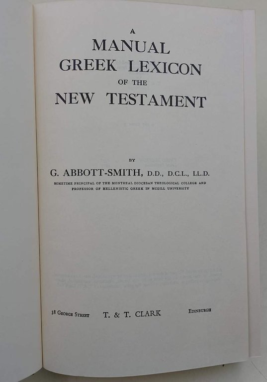 A MANUAL GREEK LEXICON OF THE NEW TESTAMENT(1977)