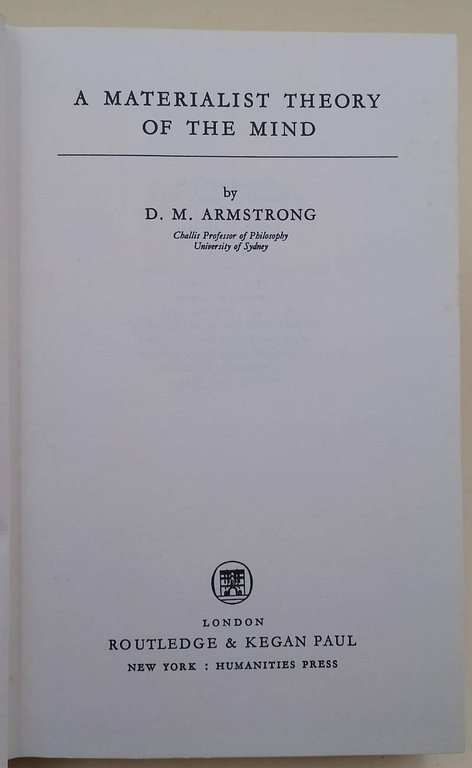 A MATERIALIST THEORY OF THE MIND( 1971)
