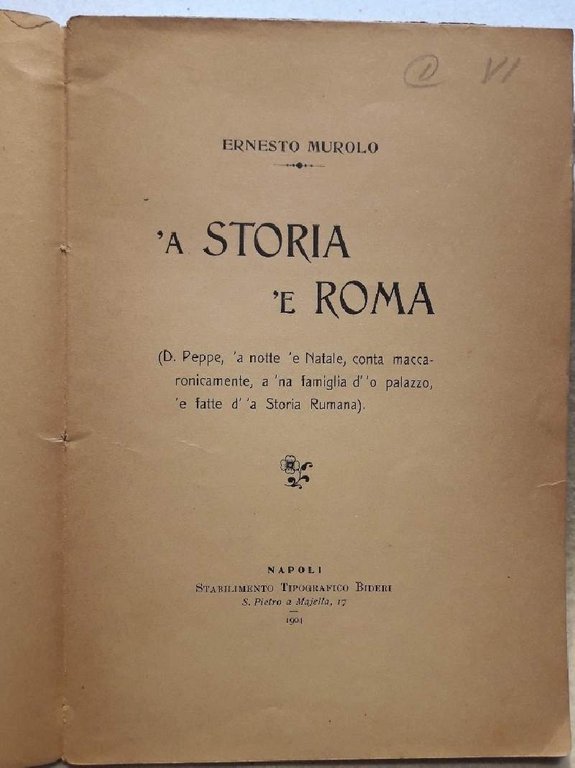 A STORIA 'E ROMA-SONETTI DIALETTALI(1904)