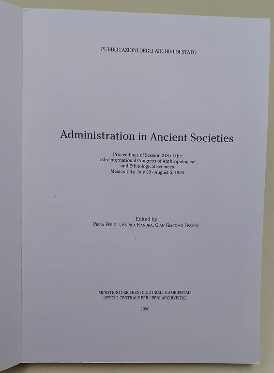 Administration in Ancient Societies