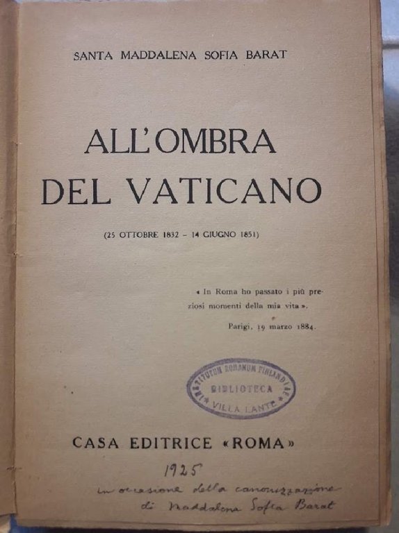 ALL'OMBRA DEL VATICANO (25 OTTOBRE-14 GIUGNO 1851)