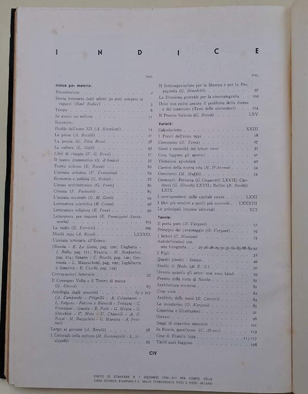 ALMANACCO LETTERARIO BOMPIANI(1935)