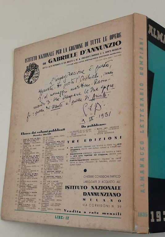 ALMANACCO LETTERARIO BOMPIANI(1935)