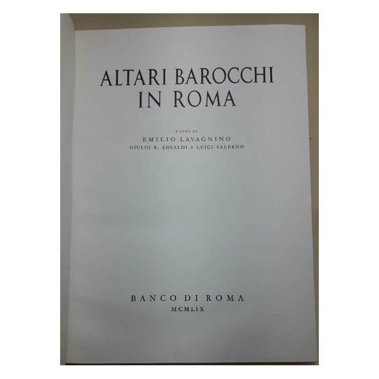 ALTARI BAROCCHI IN ROMA(1959)