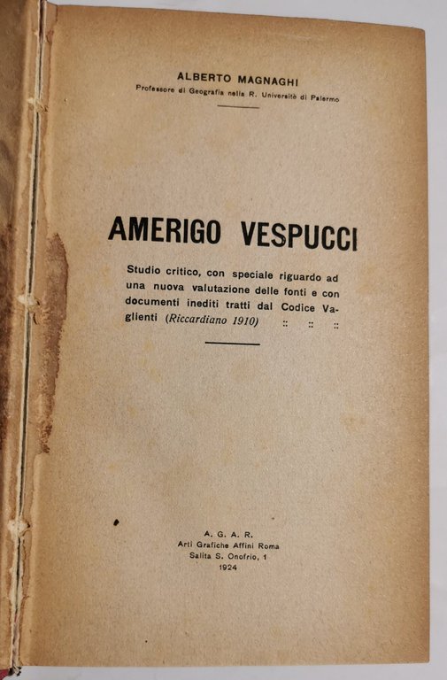 Amerigo Vespucci - Studio critico con particolare riguardo ad una …