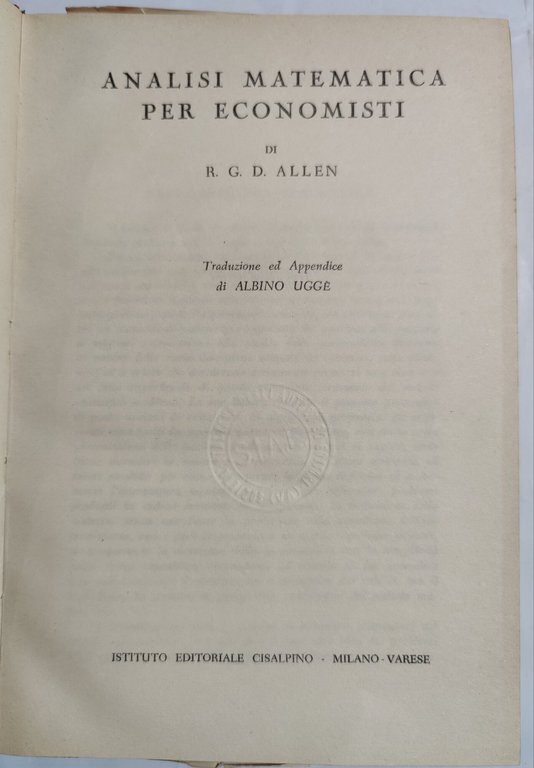 Analisi matematica per economisti