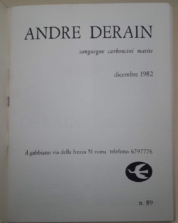 ANDRE DERAIN-SANGUIGNE, CARBONCINI, MATITE(1982)
