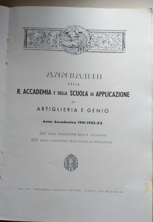 ANNUARIO DELLA R. ACCADEMIA E DELLA SCUOLA DI APPLICAZIONE DI …