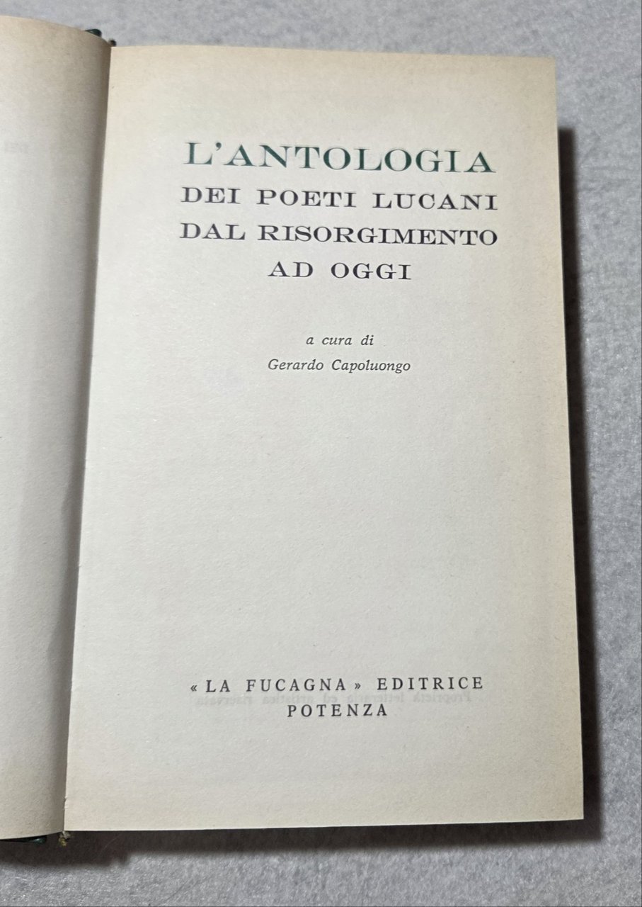 Antologia dei poeti lucani dal Risorgimento ad oggi | Immagine principale