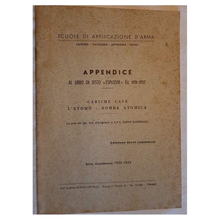 APPENDICE AL LIBRO DI TESTO "ESPLOSIVI" ED 1951-1952