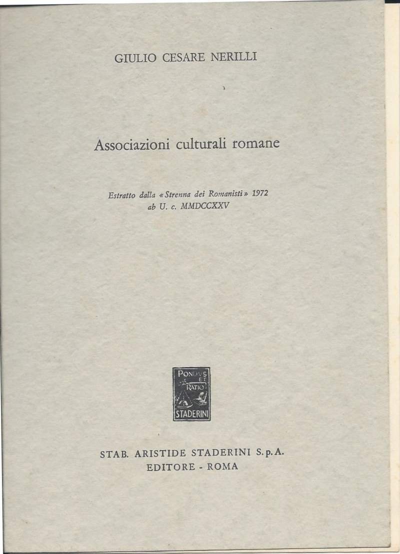 ASSOCIAZIONI CULTURALI ROMANE (1972)