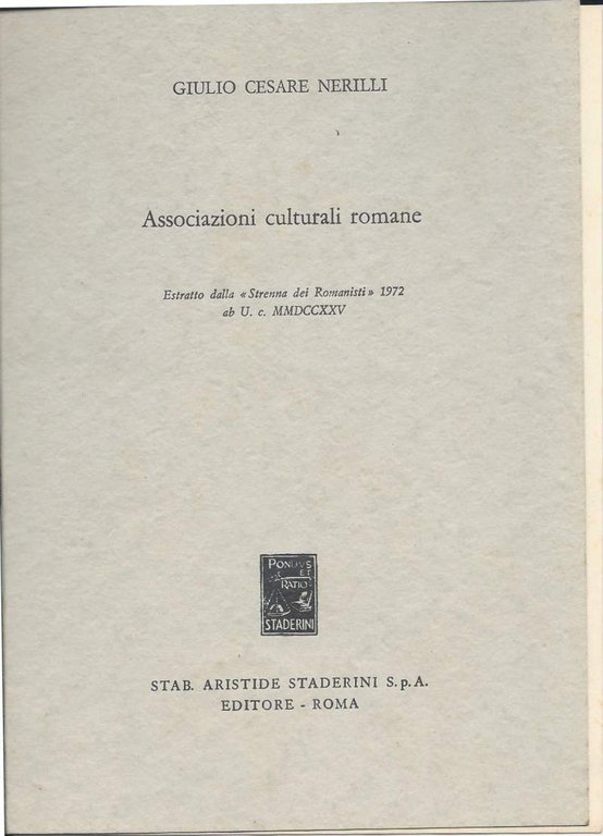 ASSOCIAZIONI CULTURALI ROMANE (1972)