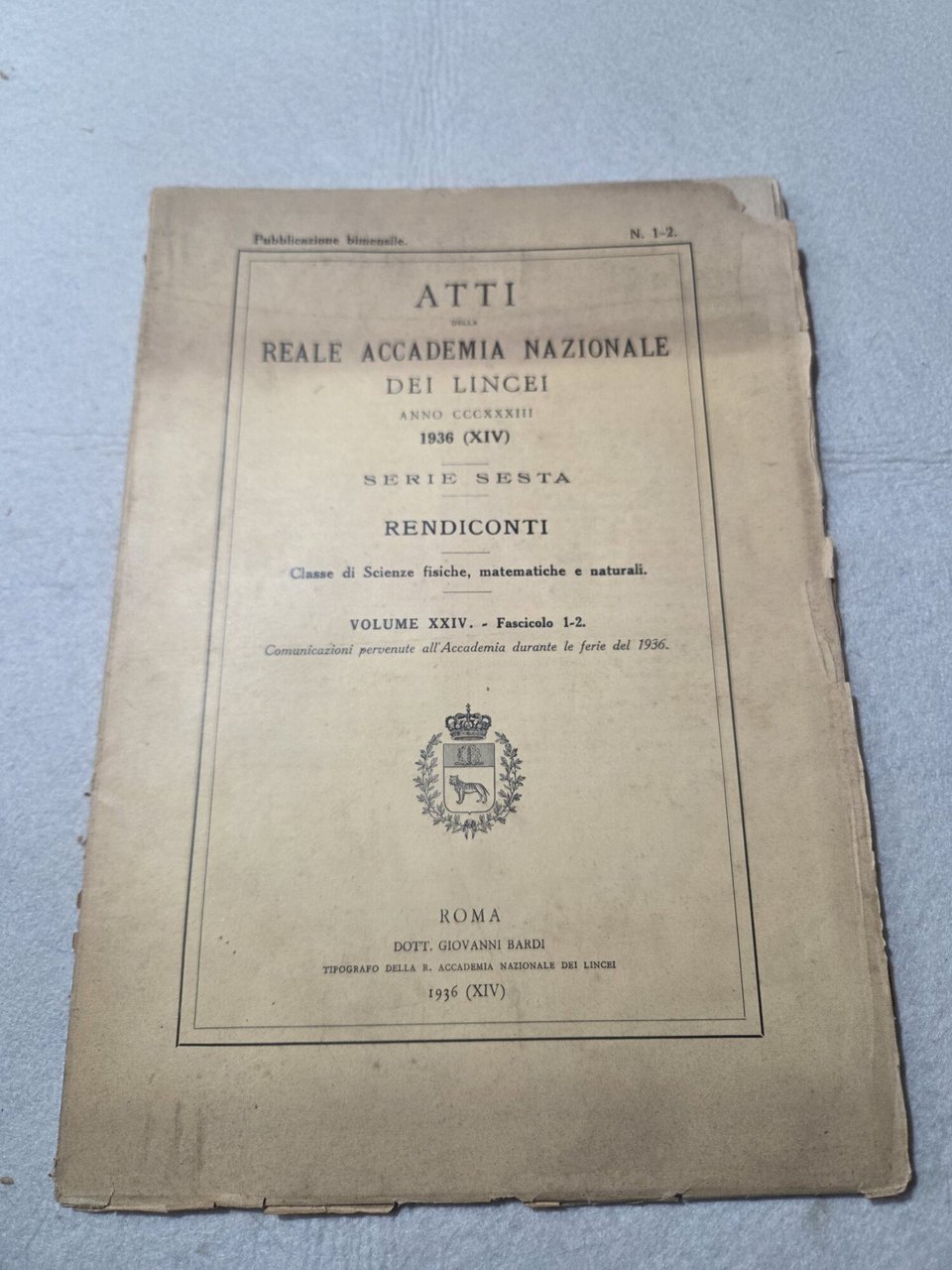 Atti della Reale Accademia dei Lincei - Anno CCCXXXIII - … | Immagine principale