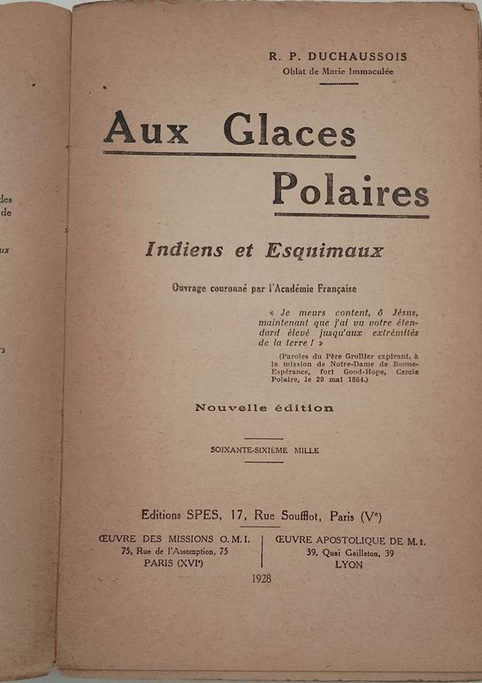 AUX GLACES POLAIRES-INDIENS ET ESQUIMAUX(1928)