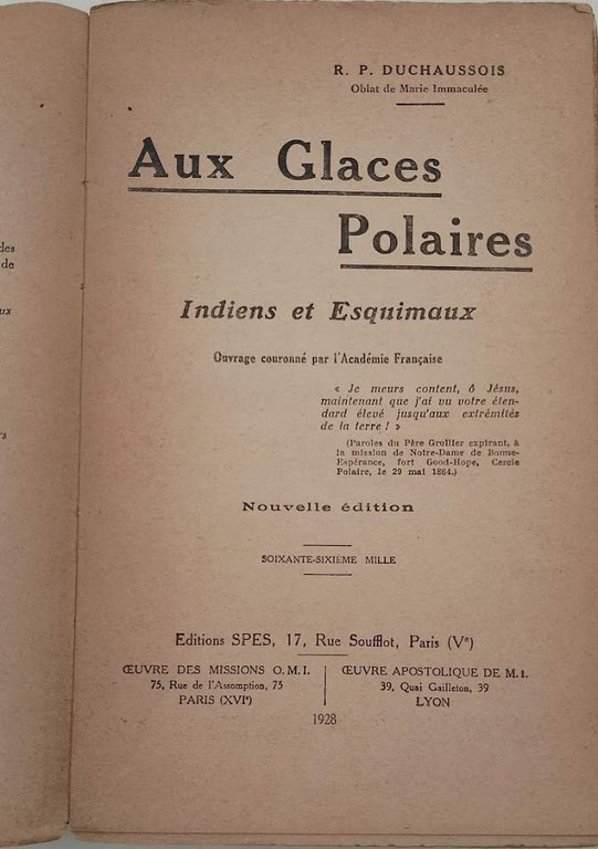 AUX GLACES POLAIRES-INDIENS ET ESQUIMAUX(1928)