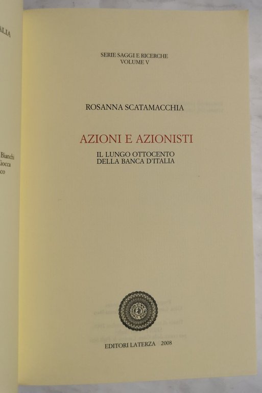 Azioni e Azionisti - il lungo ottocento della Banca D'Italia