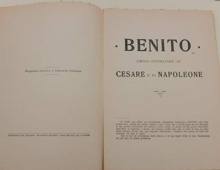 BENITO EMULO-SUPERATORE DI CESARE E DI NAPOLEONE( 1927)