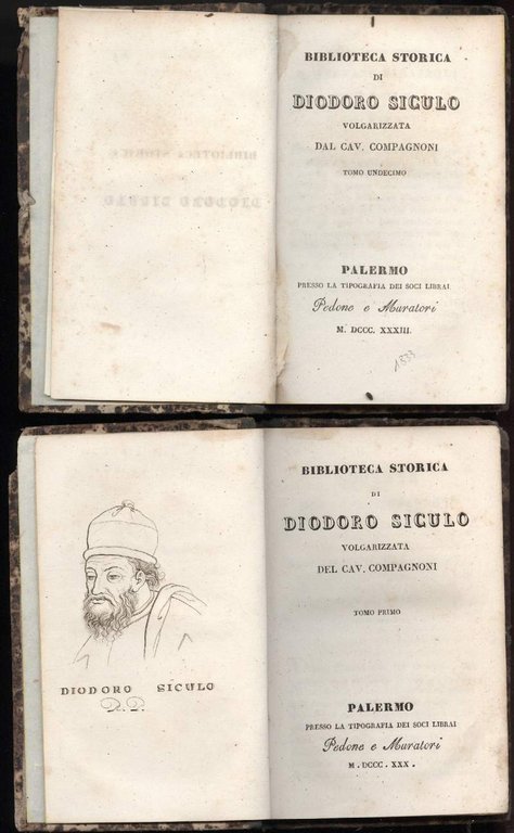 BIBLIOTECA STORICA DI DIODORO SICULO volgarizzata dal Cav. Compagnoni-10 tomi(1830/1833)