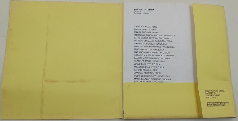 Bicentenario della nascita di Simon Bolivar 1783/1983-Cgiusura anno bolivariano Roma …