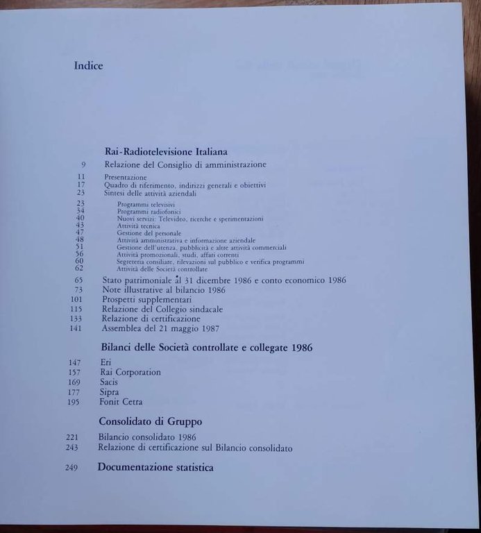 BILANCIO E CONSOLIDATO DI GRUPPO- ESERCIZIO 1986