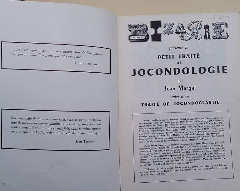 BIZARRE-LA JOCONDE- N. SPECIAL-MAI 1959- N. XI ET XII