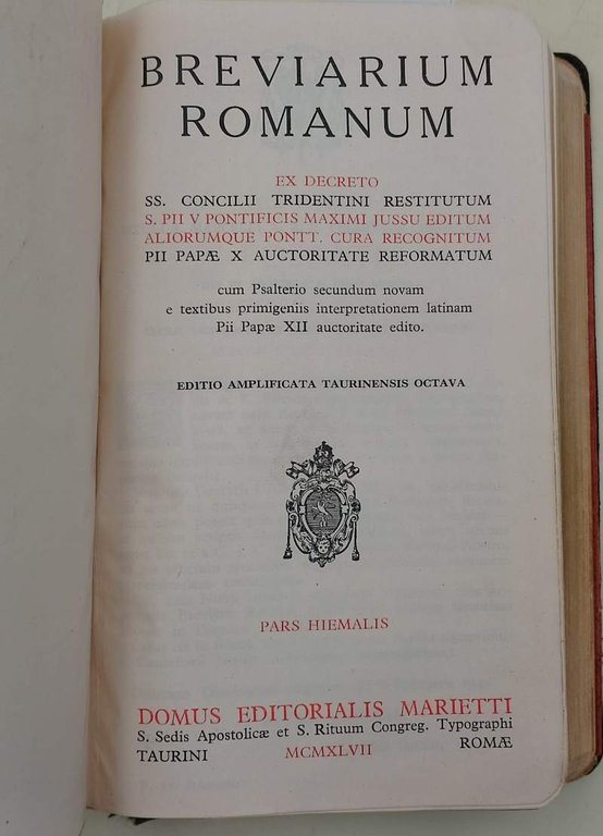 BREVIARIUM ROMANUM EX DECRETO SS. CONCILII TRIDENTINI RESTITUTUM...(1947)