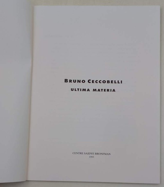 BRUNO CECCOBELLI -ULTIMA MATERIA(1993)