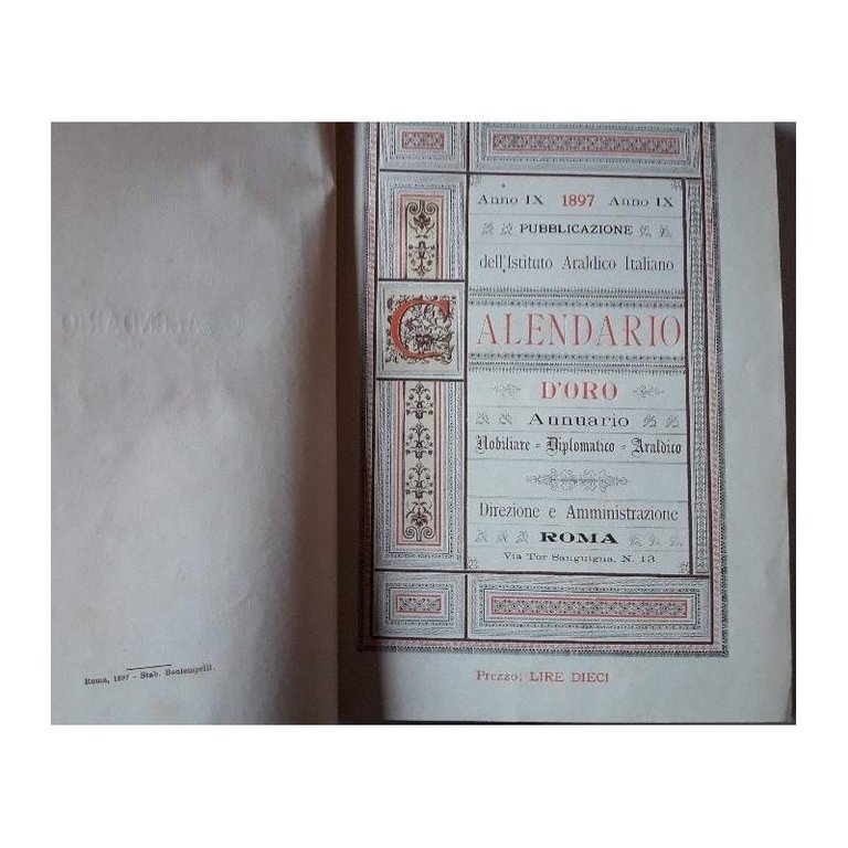 CALENDARIO D'ORO-ANNUARIO NOBILIARE -DIPLOMATICO-ARALDICO-ANNO IX-1987