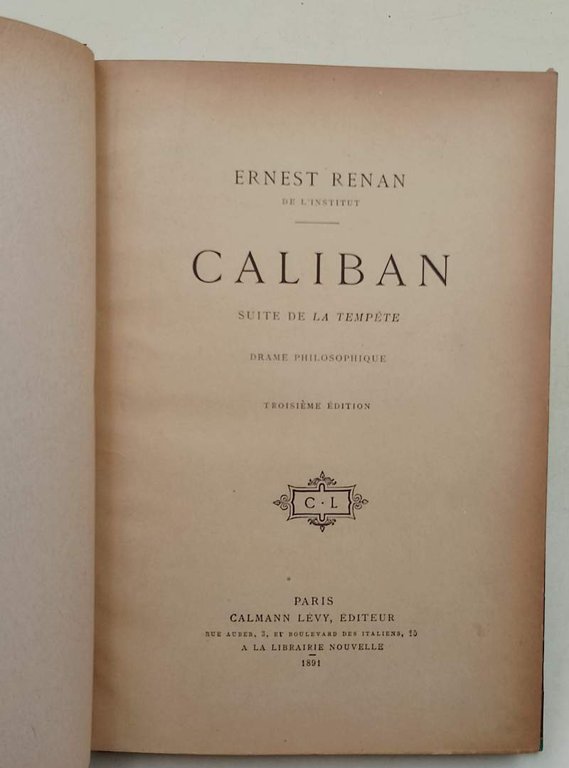 CALIBAN-SUITE DE LA TEMPETE-DRAME PHILOSOPHIQUE( 1891)
