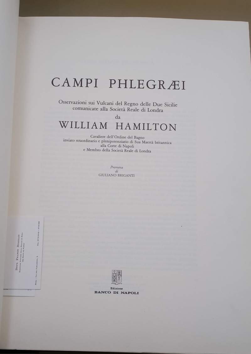 CAMPI PHLEGRAEI-OSSERVAZIONI SUI VULCANI DEL REGNO DELLE DUE SICILIE COMUNICATE …