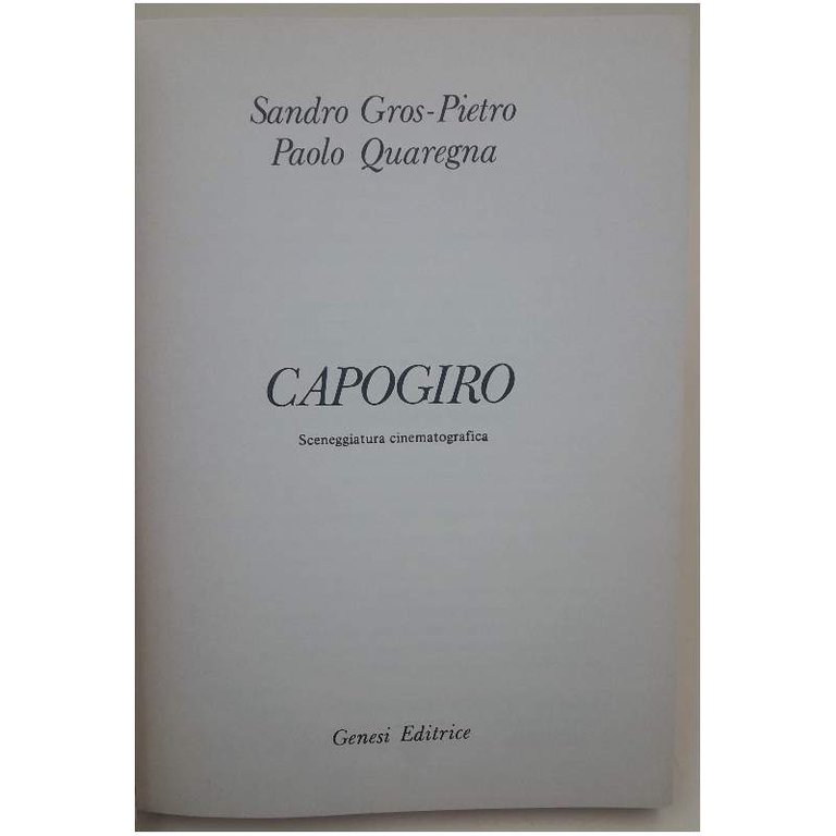 CAPOGIRO-SCENEGGIATURA CINEMATOGRAFICA( 1988)