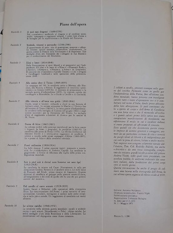 CARICAT!- TRE SECOLI DI STORIA DELL'ARMA DI CAVALLERIA-10 FASCICOLI-(1973)