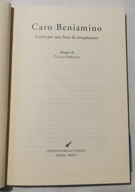 Caro Beniamino, scritti per una festa di compleanno