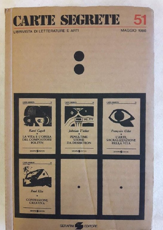 CARTE SEGRETE -LIBRIVISTA DI LETTERATURA E ARTI-MAGGIO 1986-N. 51
