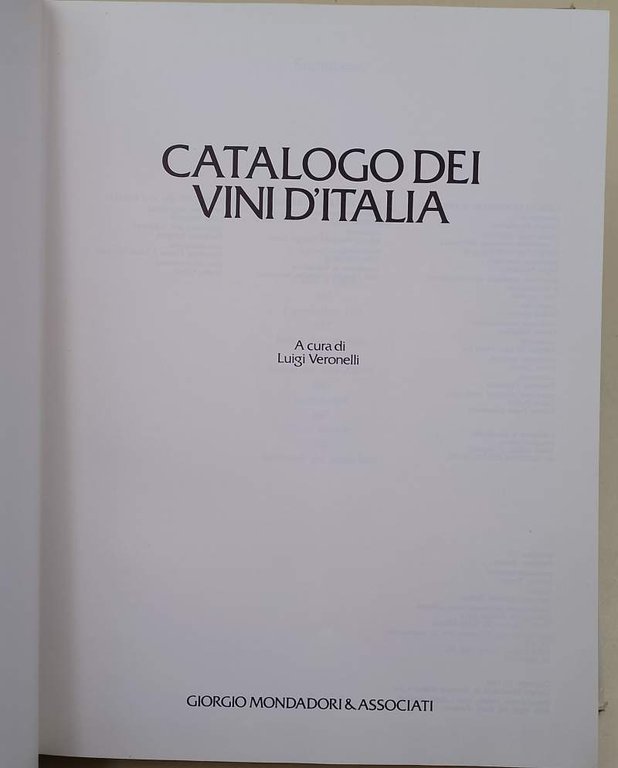 CATALOGO DEI VINI D'ITALIA( 1983)