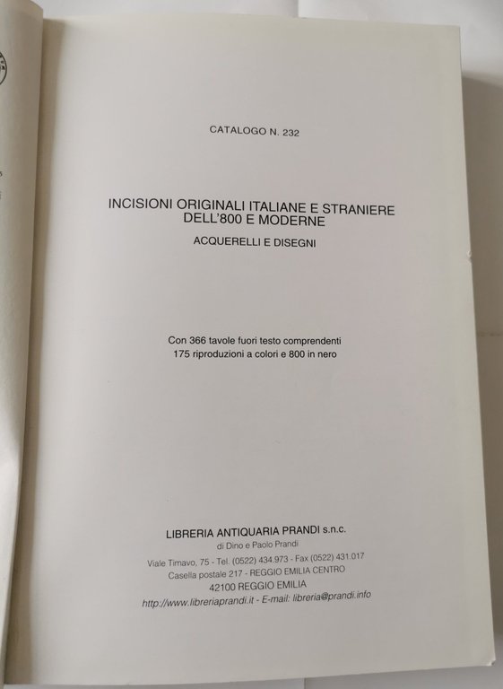 Catalogo di incisioni moderne italiane e straniere - acquerelli e …