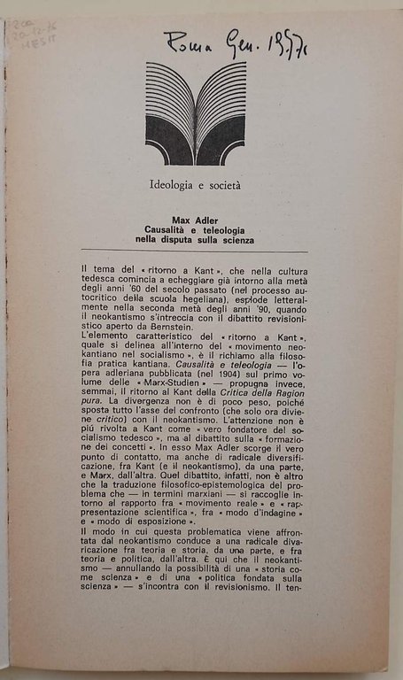 CAUSALITA' E TELEOLOGIA DELLA DISPUTA SULLA SCIENZA(1976)