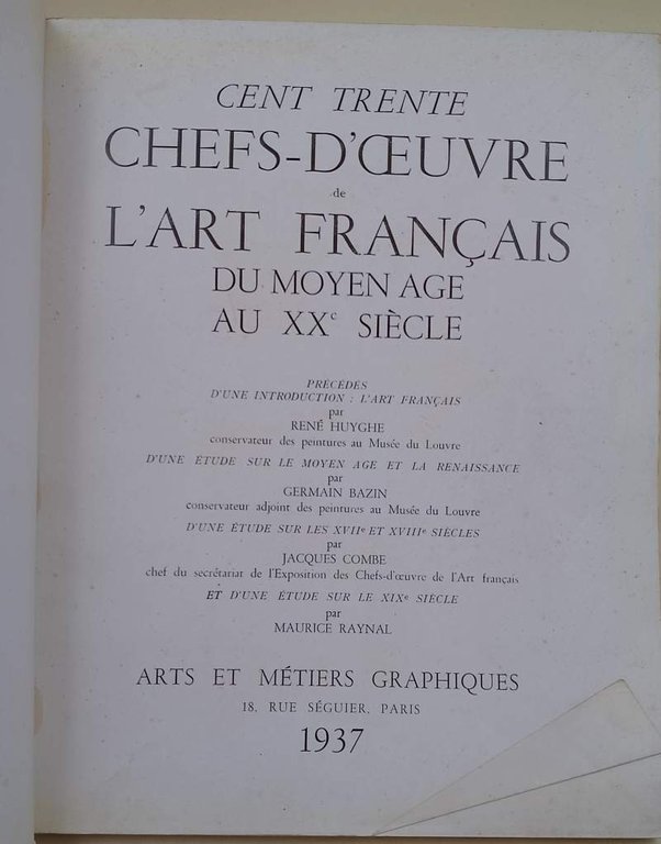 CENT TRENTE CHEFS-OEUVRE DE L'ART FRANCAIS DU MOYEN AGE AU …