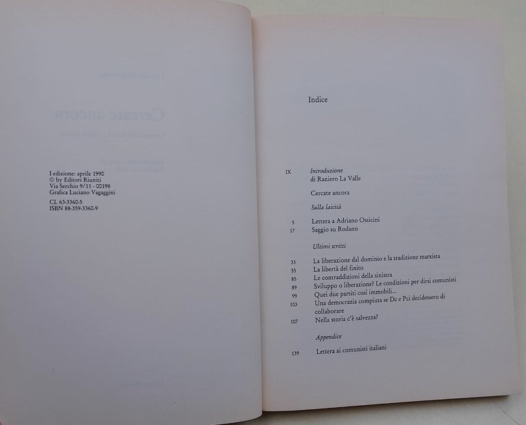 Cercate ancora- Lettera sulla laicita' e ultimi scritti
