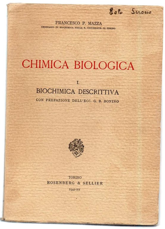 CHIMICA BIOLOGICA - BIOCHIMICA DESCRITTIVA